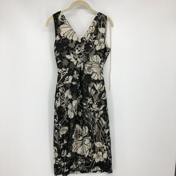 Black Creme floral lace overlay vneck  shift dress - Picture 14 of 14